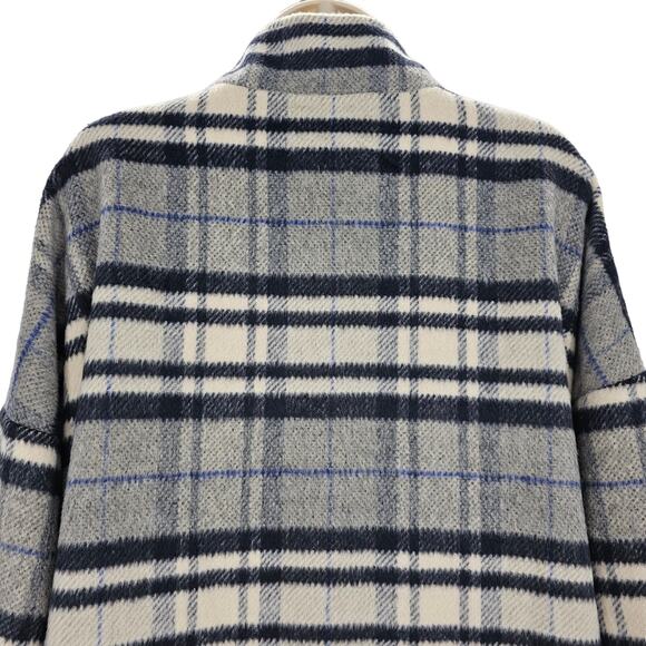 Steve Madden Womans size L Plaid Times Jacket Oversize Shacket Navy gray NEW - Picture 5 of 8